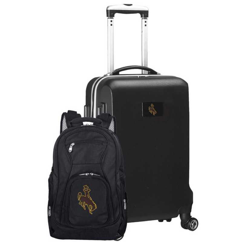 CLWYL104-BLACK: Wyoming Cowboys Deluxe 2PC BP / Carry on Set